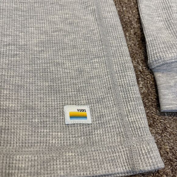 Vuori Shirt Mens Medium Gray Long Sleeve Waffle Knit Crewneck Pullover - Picture 5 of 7